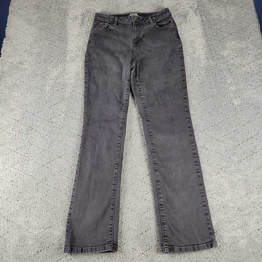 LL Bean Jeans Womens 8 Black Straight Leg Classic Fit Stretch Denim Dark Wash